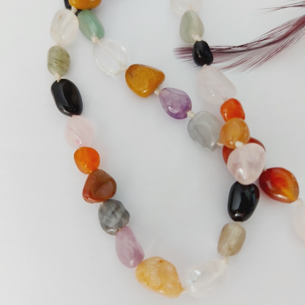 Multicolor Tumbled Stone Necklace